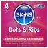 Skins - Préservatif nervuré et à points (4 pièces)
