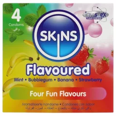   Skins - préservatifs parfumés - menthe, chewing-gum, banane, fraise (4 pcs)