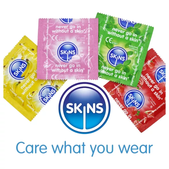Skins - préservatifs parfumés - menthe, chewing-gum, banane, fraise (4 pcs)