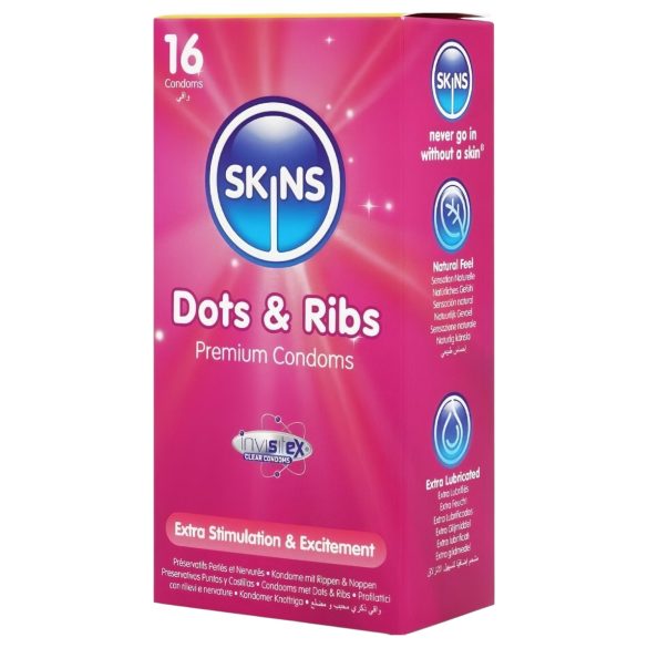 Skins - Préservatifs nervurés et perlés (16 unités)