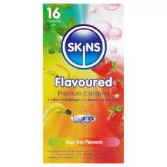   Skins - préservatifs aromatisés - menthe, chewing-gum, banane, fraise (16 pcs)