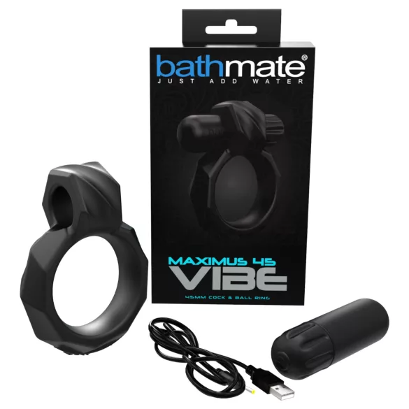 Bathmate Maximus Vibe 45 - anneau pénien vibrant rechargeable (noir)