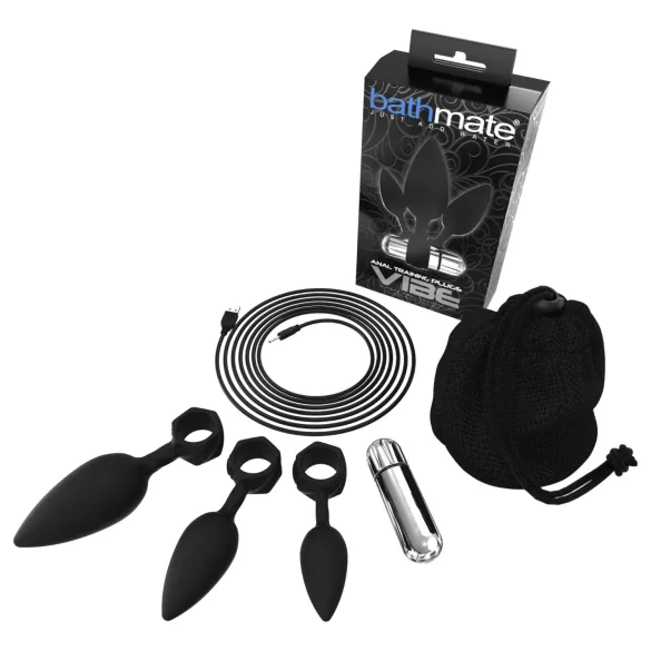 Bathmate Anal Training Plugs Vibe - set de plugs anaux vibrants (noir)