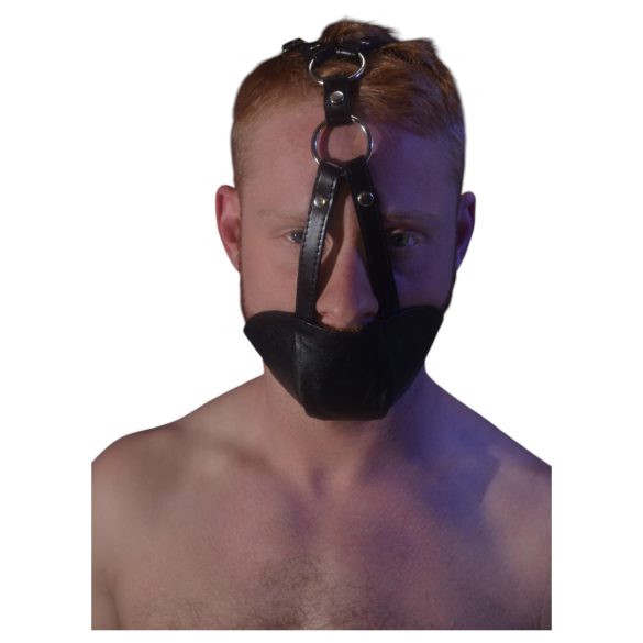 Rouge - masque en cuir véritable et baillon (noir)