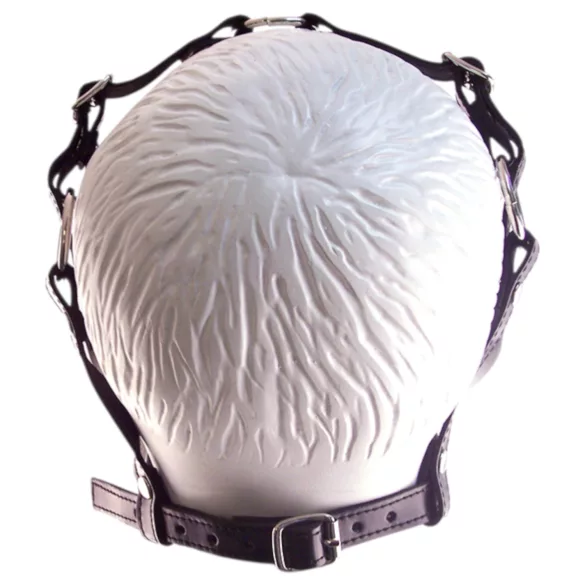 Rouge - masque bouche bâillon en cuir véritable - noir