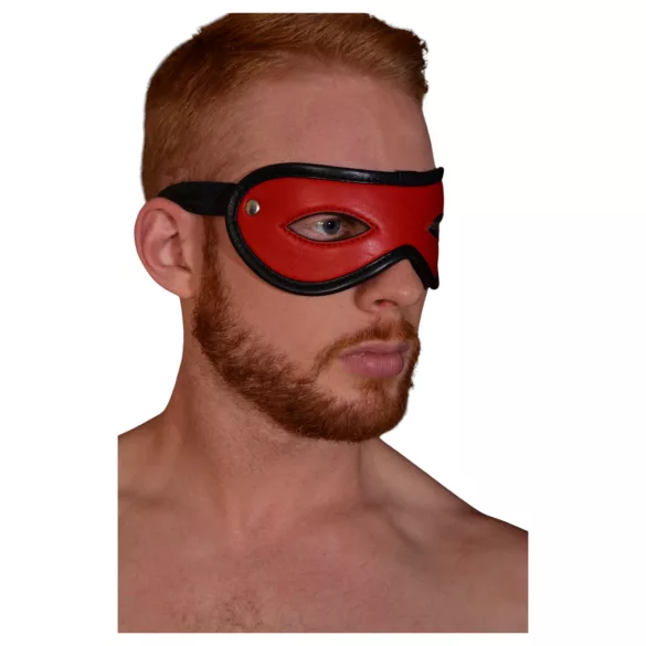 Rouge - masque pour les yeux ouvert - cuir véritable - rouge