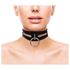 Rouge - collier en cuir véritable (noir)