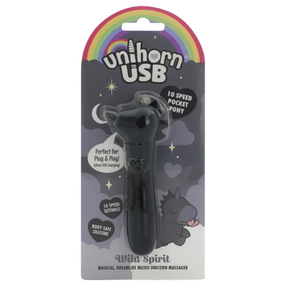 Unihorn Wild Spirit - mini-vibromasseur rechargeable (noir)