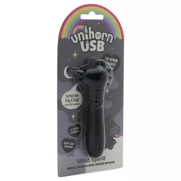 Unihorn Wild Spirit - mini-vibromasseur rechargeable (noir)