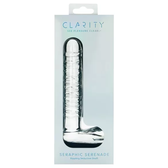 Clarity - gode en verre avec testicules - transparent