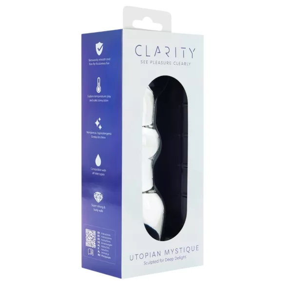 Clarity Utopian Mystique - godemichet anal en verre nervuré (transparent)