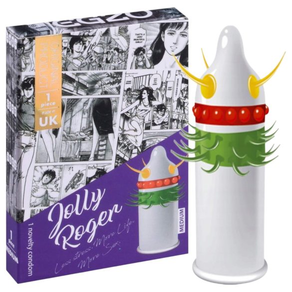 Egzo Jolly Roger - préservatif à picots et points (1 unité)