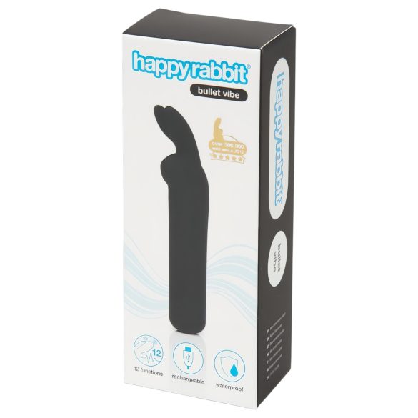 Happyrabbit Bullet - vibromasseur rechargeable en forme de lapin (noir)