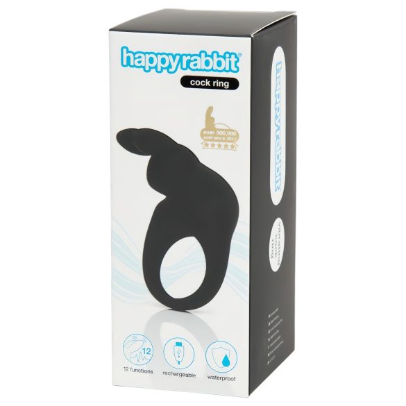 Happyrabbit Cock - anneau vibrant rechargeable (noir)