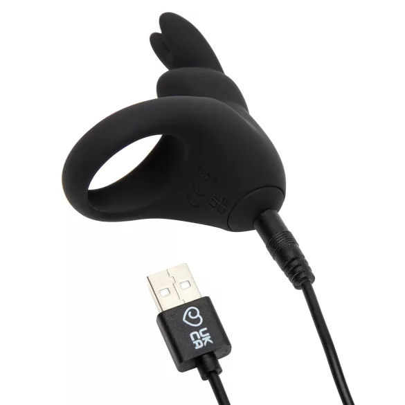 Happyrabbit - anneau pénien vibrant rechargeable - silicone noir
