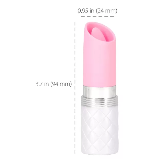 Pillow Talk Lusty - vibromasseur à tige rechargeable avec langue (blanc-rose)