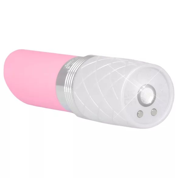 Pillow Talk Lusty - vibromasseur à tige rechargeable avec langue (blanc-rose)