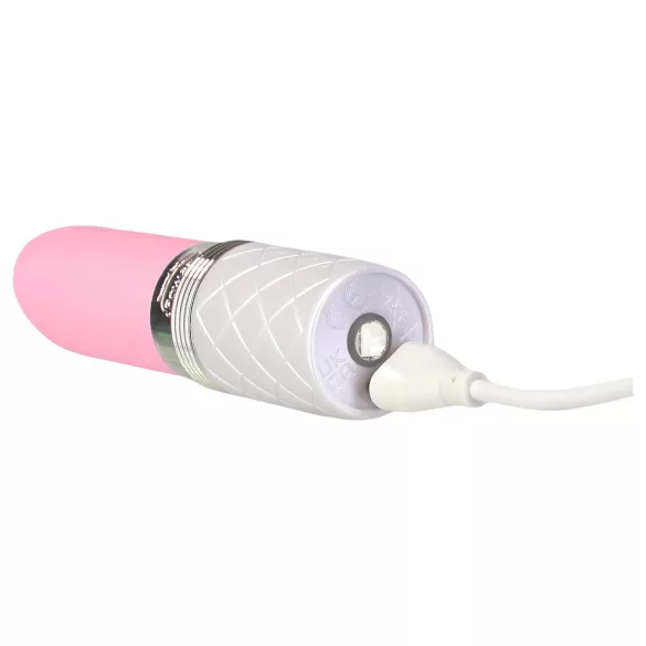 Pillow Talk Lusty - vibromasseur à tige rechargeable avec langue (blanc-rose)