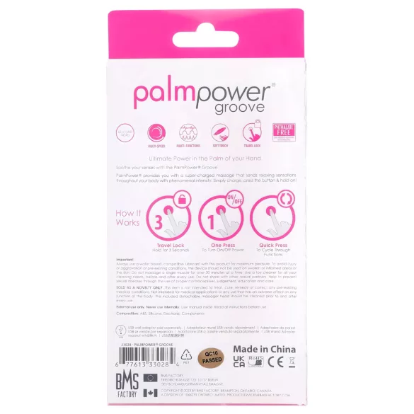 PalmPower - vibromasseur rechargeable - ergonomique - silicone rose