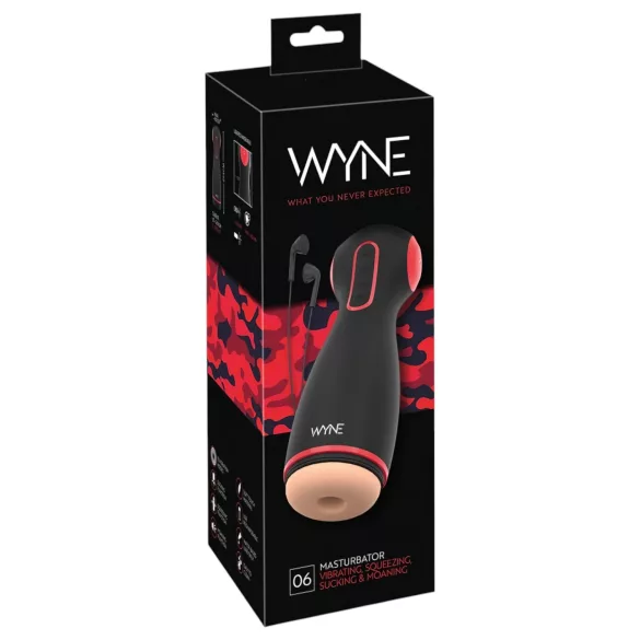 WYNE 06 - masturbateur vibrant et succion rechargeable - silicone noir