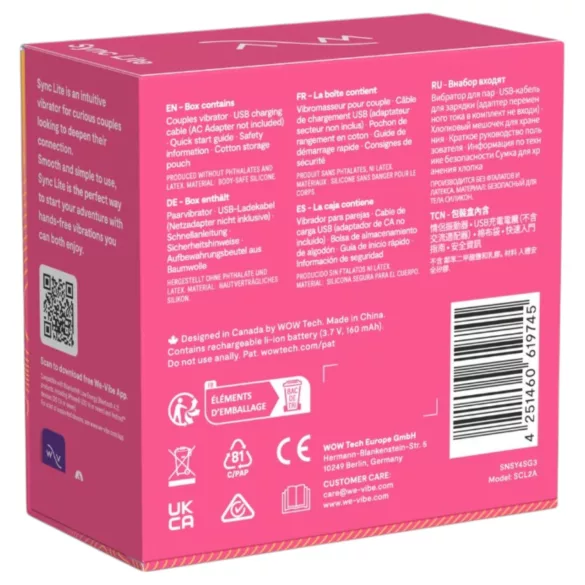 We-Vibe Sync Lite - Vibromasseur pour couple avec application et télécommande (rose)
