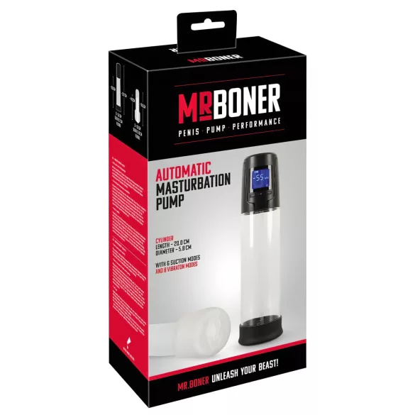 Mister Boner - pompe à pénis automatique rechargeable - noir transparent