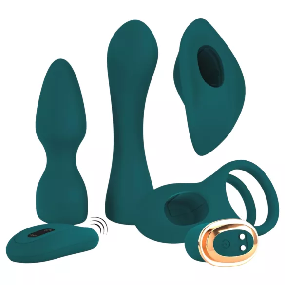Couples Choice - vibromasseur télécommandé 4-en-1 modulable (turquoise)