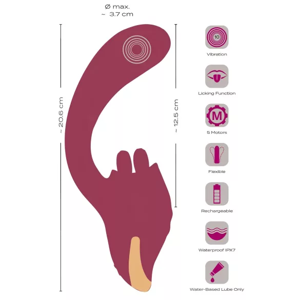 Javida - vibromasseur 2en1 langue stimulante - silicone rouge