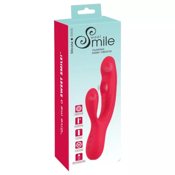 Smile Thumping Rabbit - vibromasseur rabbit 3 moteurs rechargeable - rouge