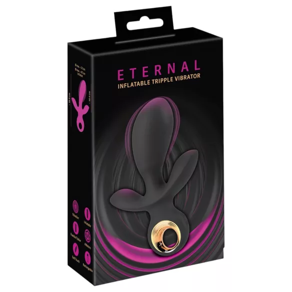 Eternal - gode triple vibrant gonflable - silicone noir