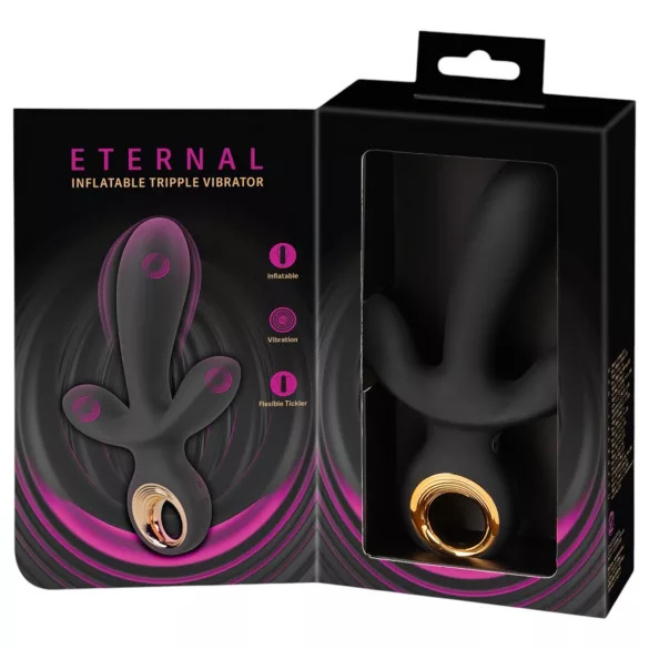 Eternal - gode triple vibrant gonflable - silicone noir