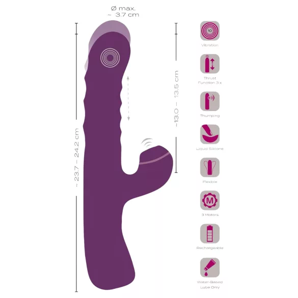 Javida - vibromasseur rabbit 3en1 - stimulation clitoridienne - violet