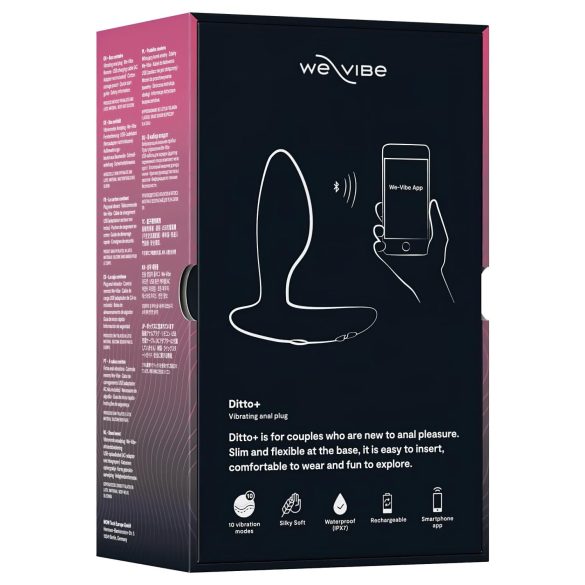 We-Vibe Ditto+ - plug anal vibrant connecté rechargeable - silicone noir