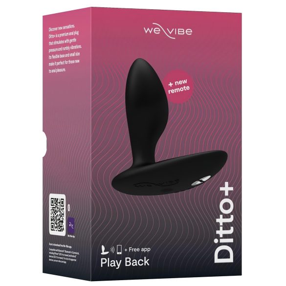 We-Vibe Ditto+ - plug anal vibrant connecté rechargeable - silicone noir