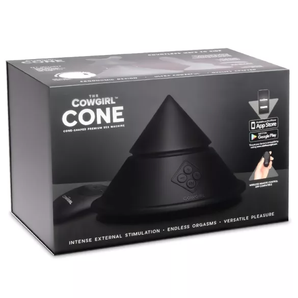 The Cowgirl Cone - machine sexuelle premium contrôlée par application - avec 2 embouts interchangeables, 20 modes de vibration (noir)
