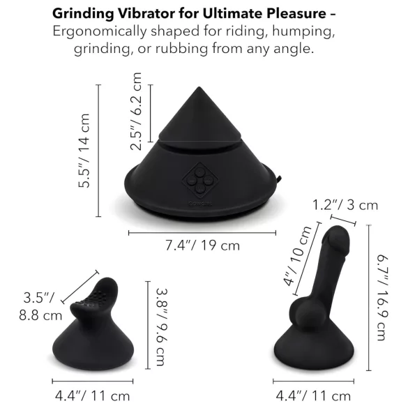 The Cowgirl Cone - machine sexuelle premium contrôlée par application - avec 2 embouts interchangeables, 20 modes de vibration (noir)