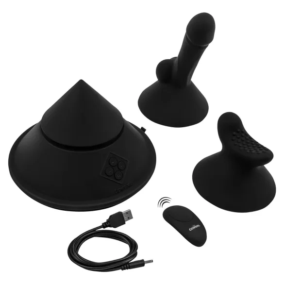 The Cowgirl Cone - machine sexuelle premium contrôlée par application - avec 2 embouts interchangeables, 20 modes de vibration (noir)
