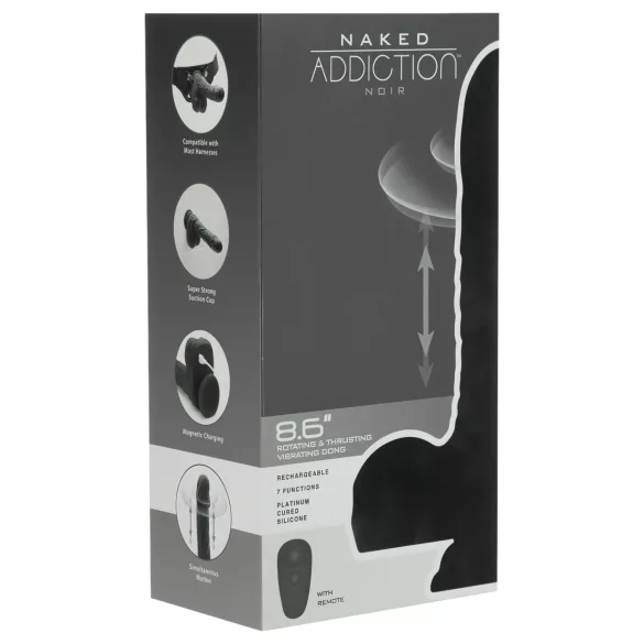 Naked Addiction - godemichet réaliste rotatif et vibrant - silicone noir
