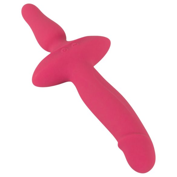 Couples Choice - vibromasseur 2 en 1 et plug anal - silicone rose