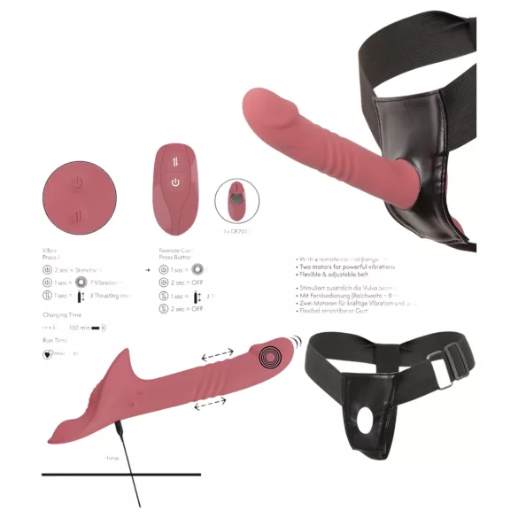 You2Toys - gode ceinture vibrant - set complet - silicone rouge