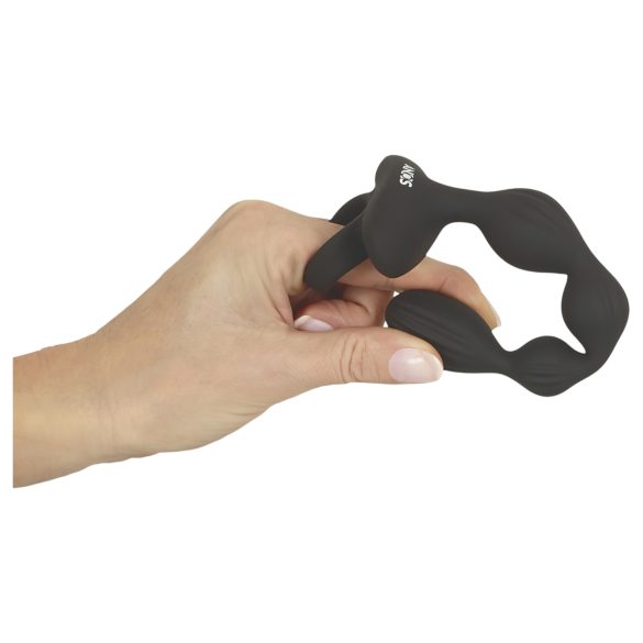 Anos - Vibromasseur anal à deux moteurs avec boules mobiles (noir)