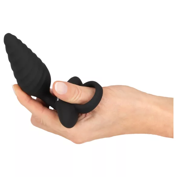ANOS - plug anal vibrant texturé - silicone noir