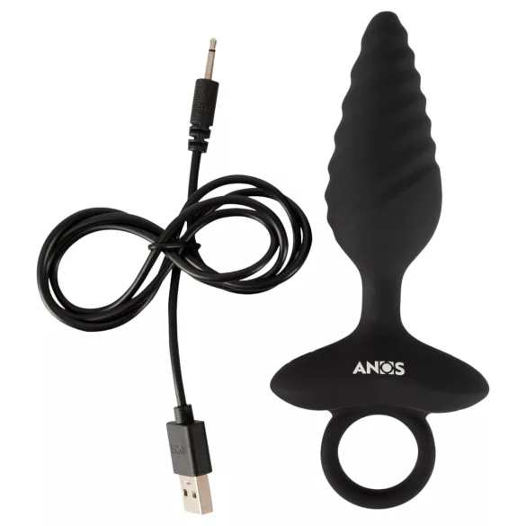 ANOS - plug anal vibrant texturé - silicone noir