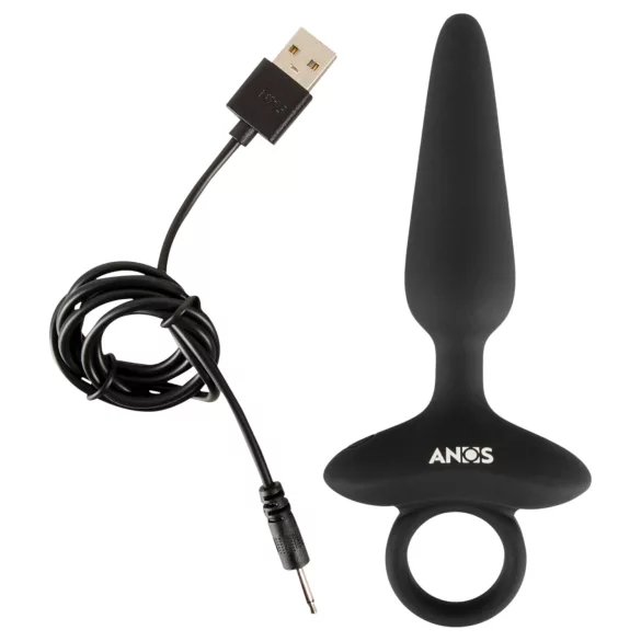 ANOS - plug anal vibrant avec poignée - silicone noir
