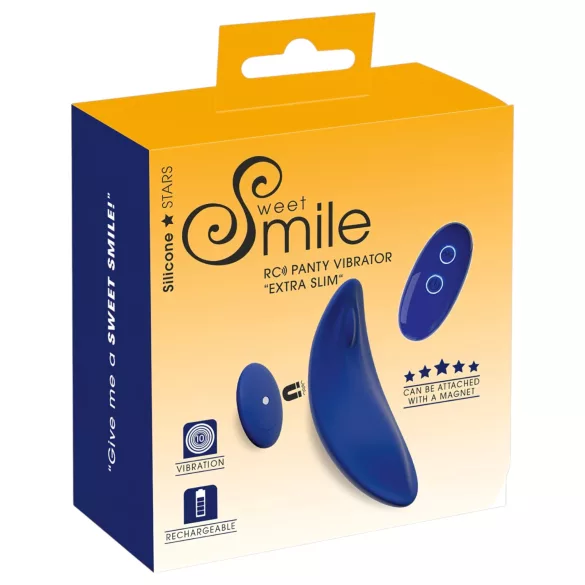 Smile - vibromasseur culotte ultra-fin portable avec télécommande (bleu)