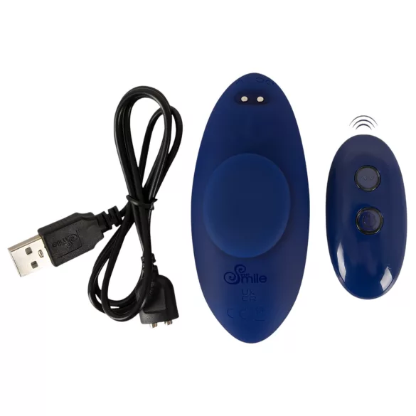 Smile - vibromasseur culotte ultra-fin portable avec télécommande (bleu)