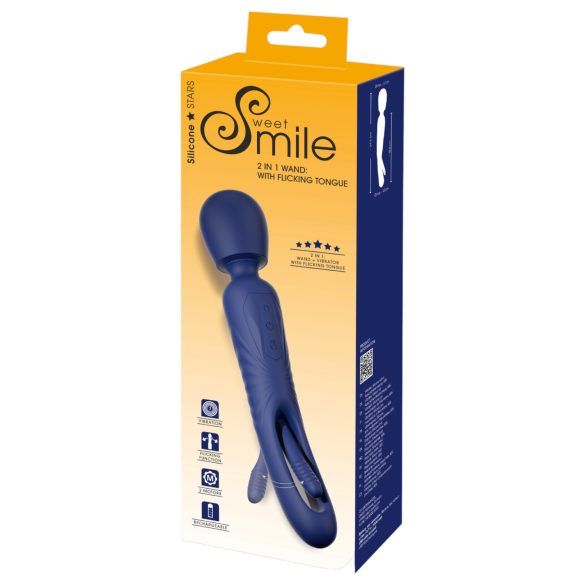 Smile - Vibromasseur 2-en-1 avec masseur de langue (bleu)