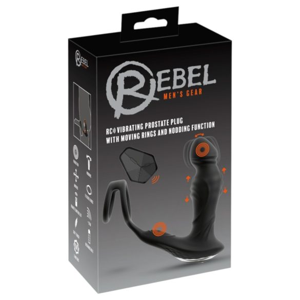 Rebel - stimulateur prostate vibrant à piston - silicone noir