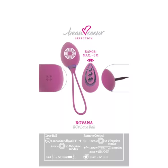 Beau Coeur Rovana - œuf vibrant télécommandé - silicone violet