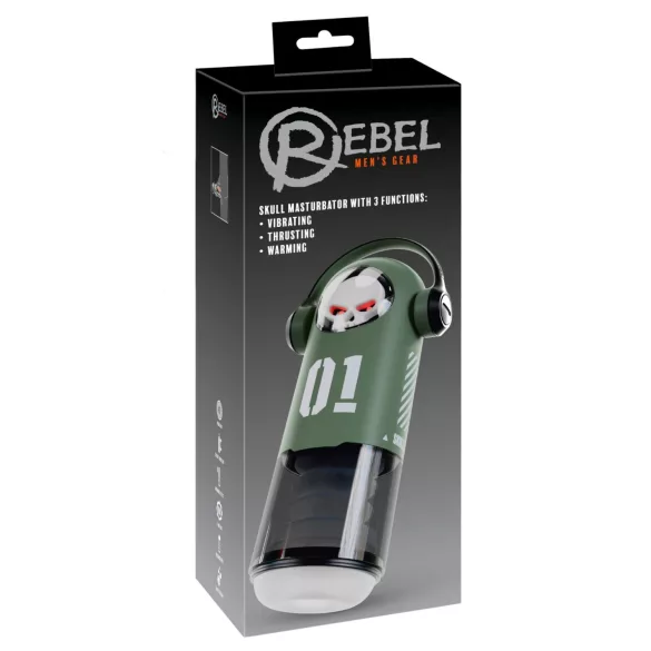 Rebel Skull - masturbateur à va-et-vient vibrant (vert)